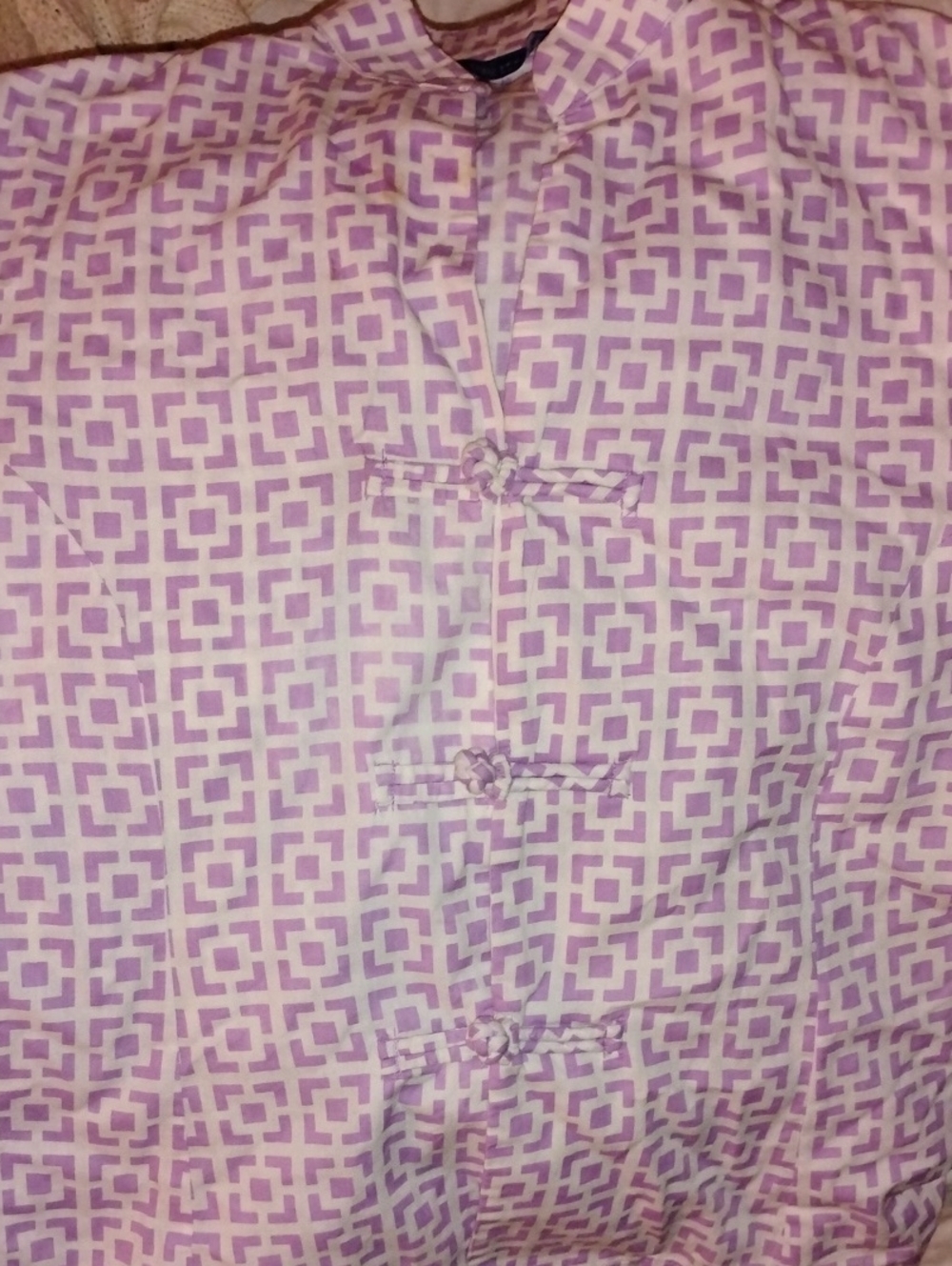Lavender Geometric Button-Front Top